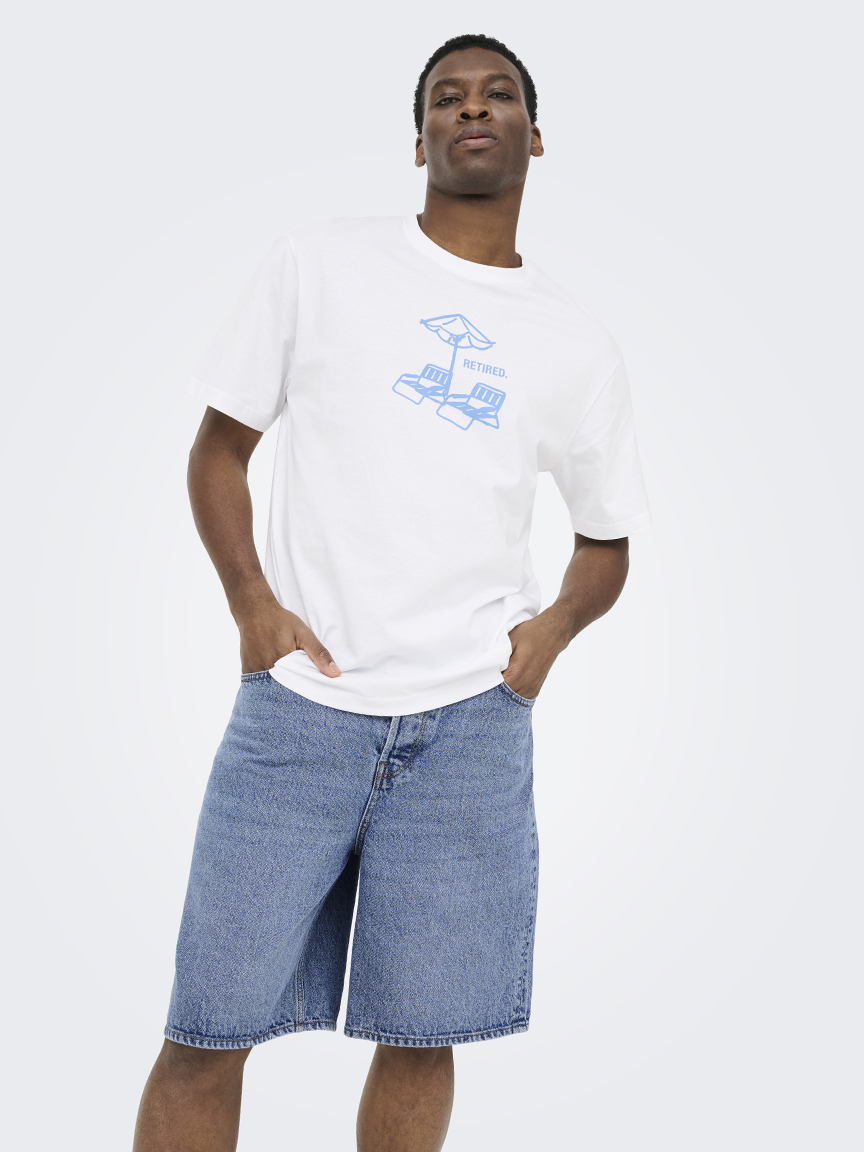 five baggy denim shorts