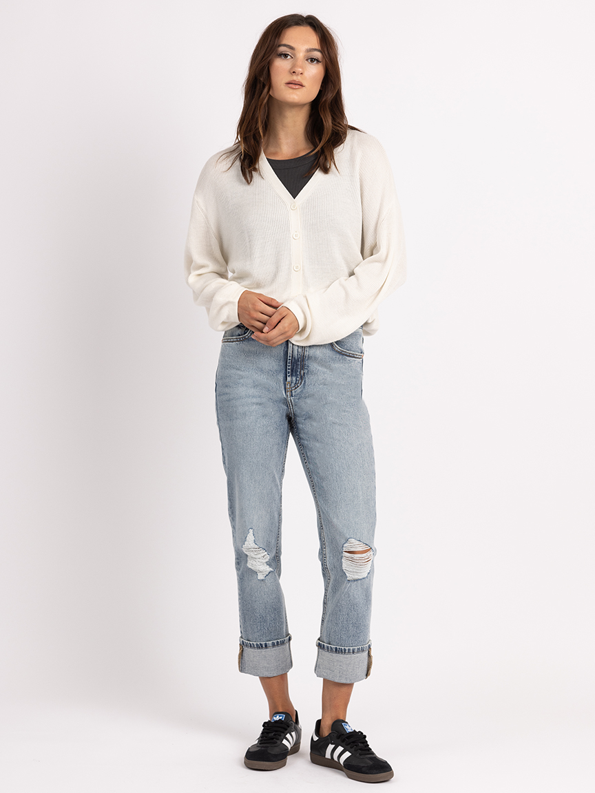 aurelia v neck button front sweater