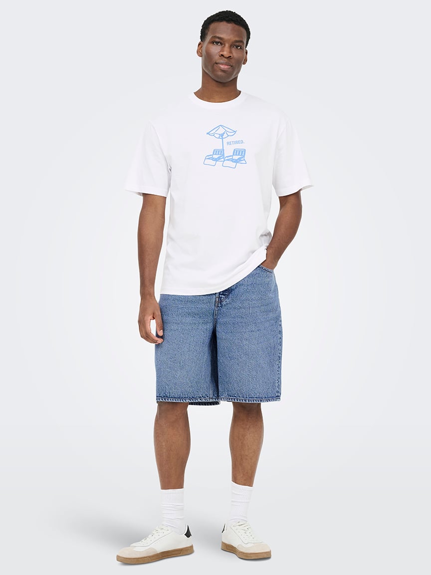 five baggy denim shorts