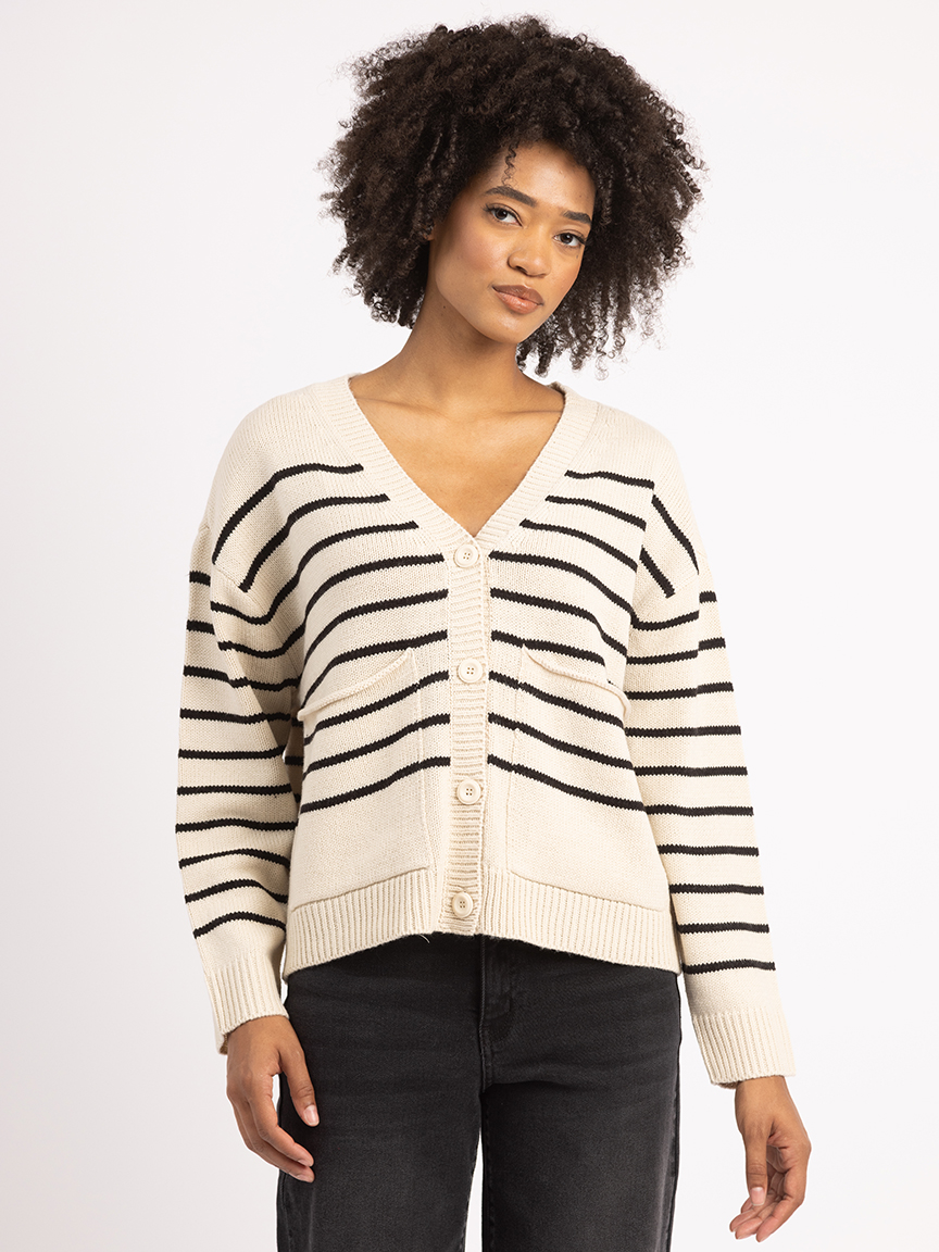 Striped Button Front Sweater