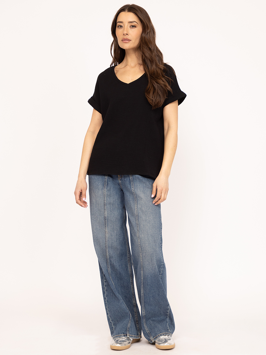 v-neck double gauze top