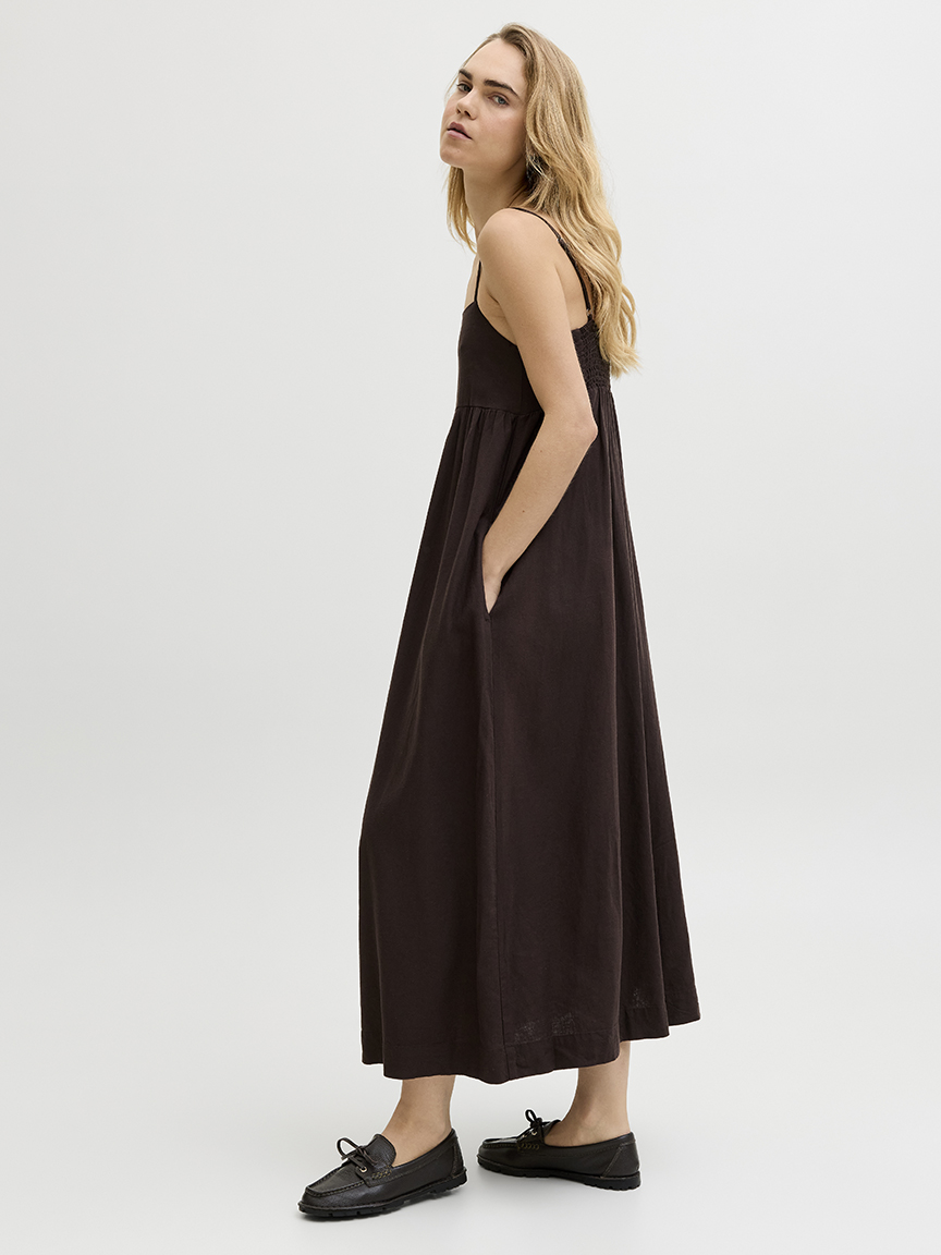 almira linen blend long dress