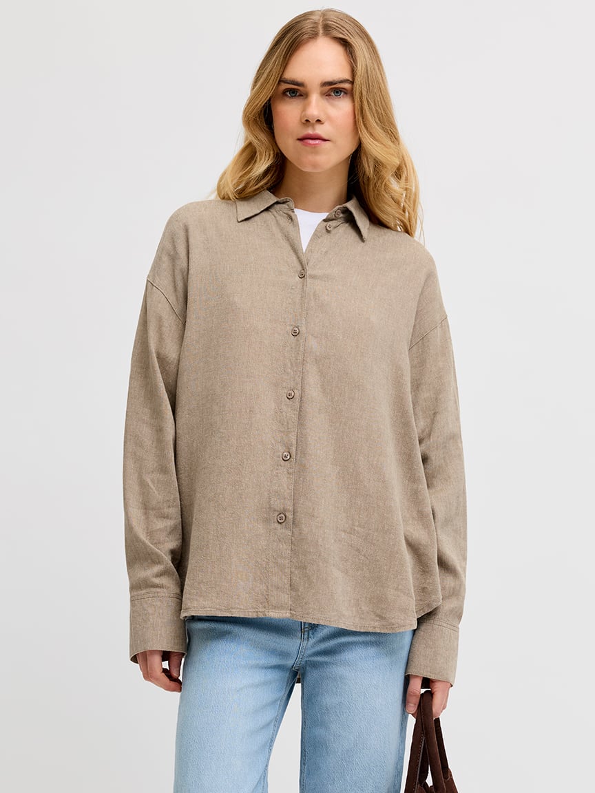 almira linen blend shirt