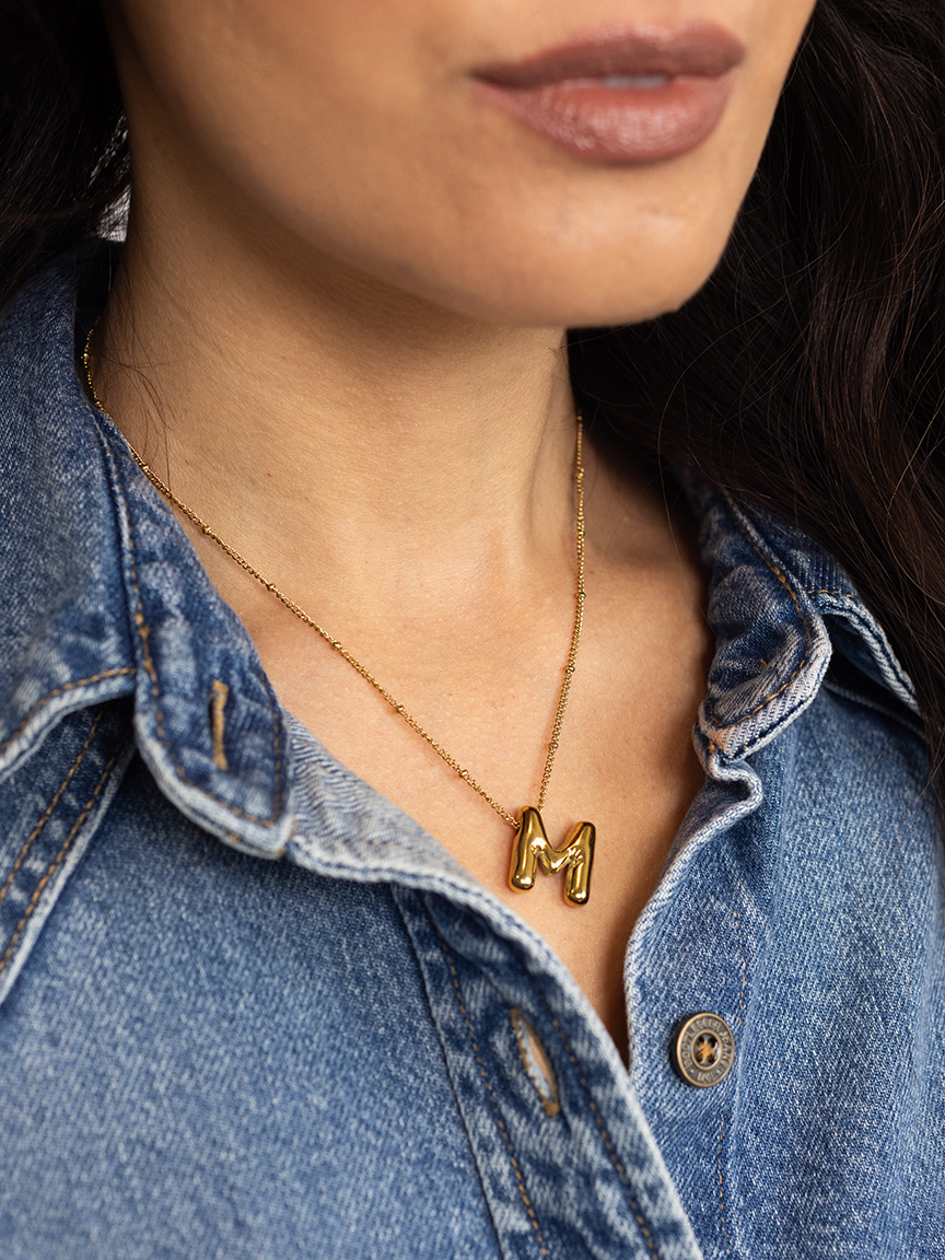 helium bubble initial necklace "M"