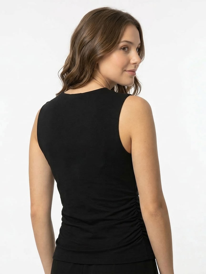 high neck ruched tank