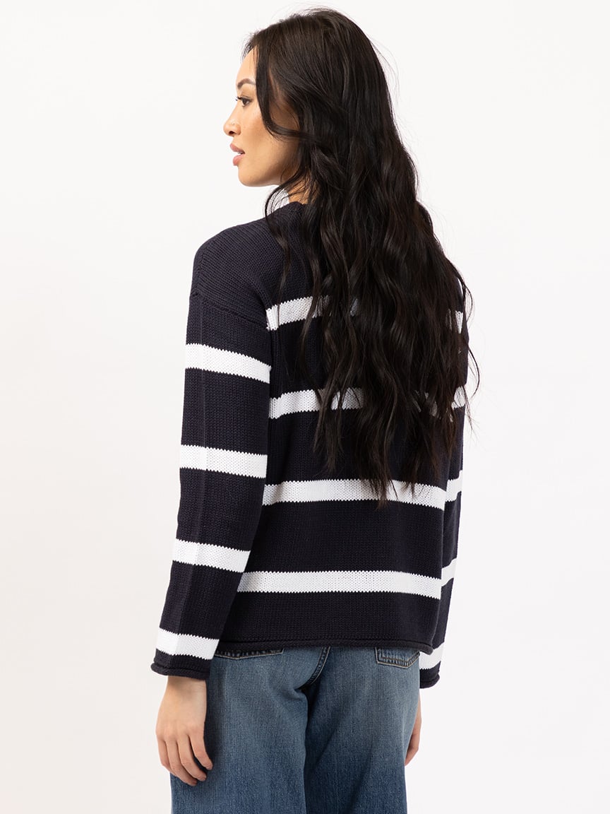stripe crew neck sweater