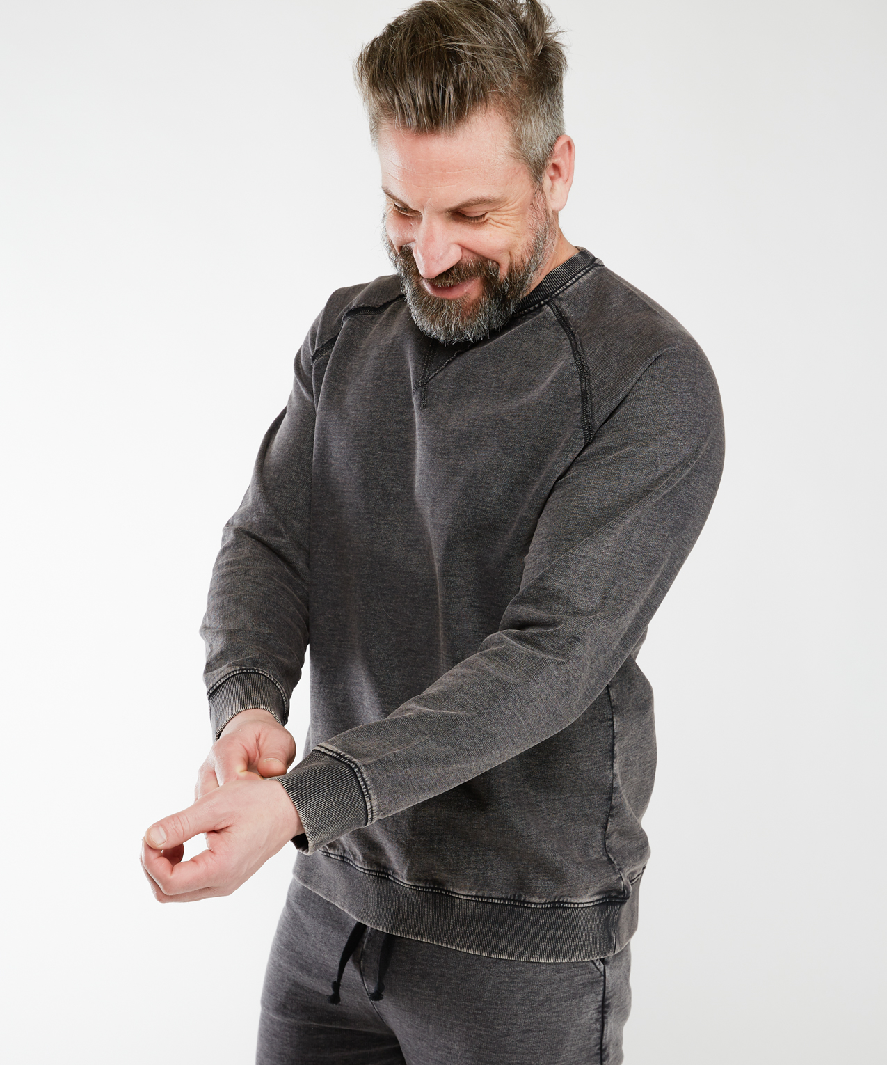 Vintage Wash Mock Neck Oversized Sweatshirt in Ash Grey main image 0