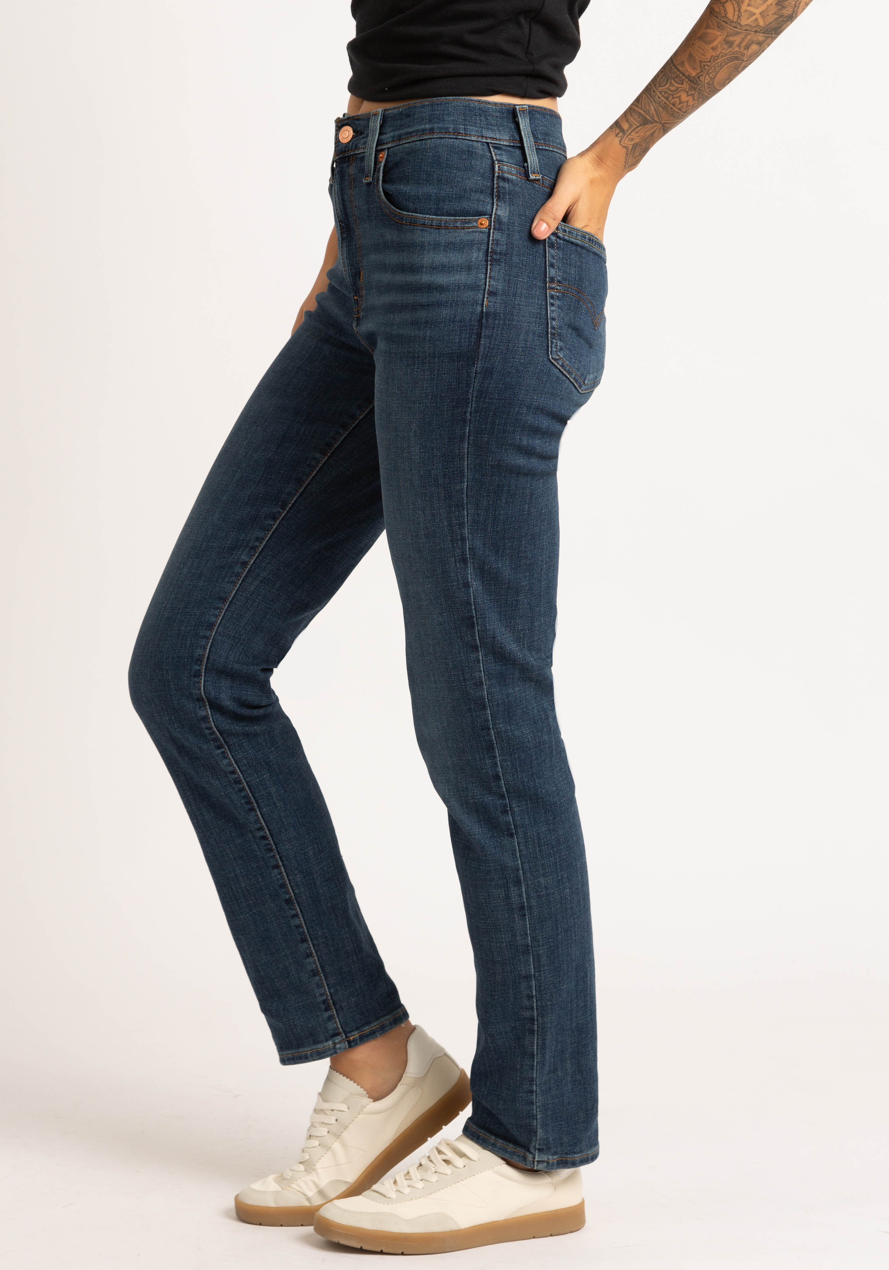 high-rise slim straight jean