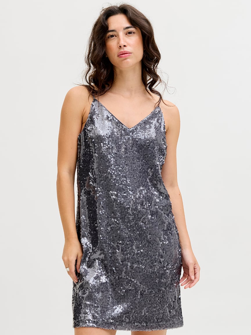sia sequin v-neck dress