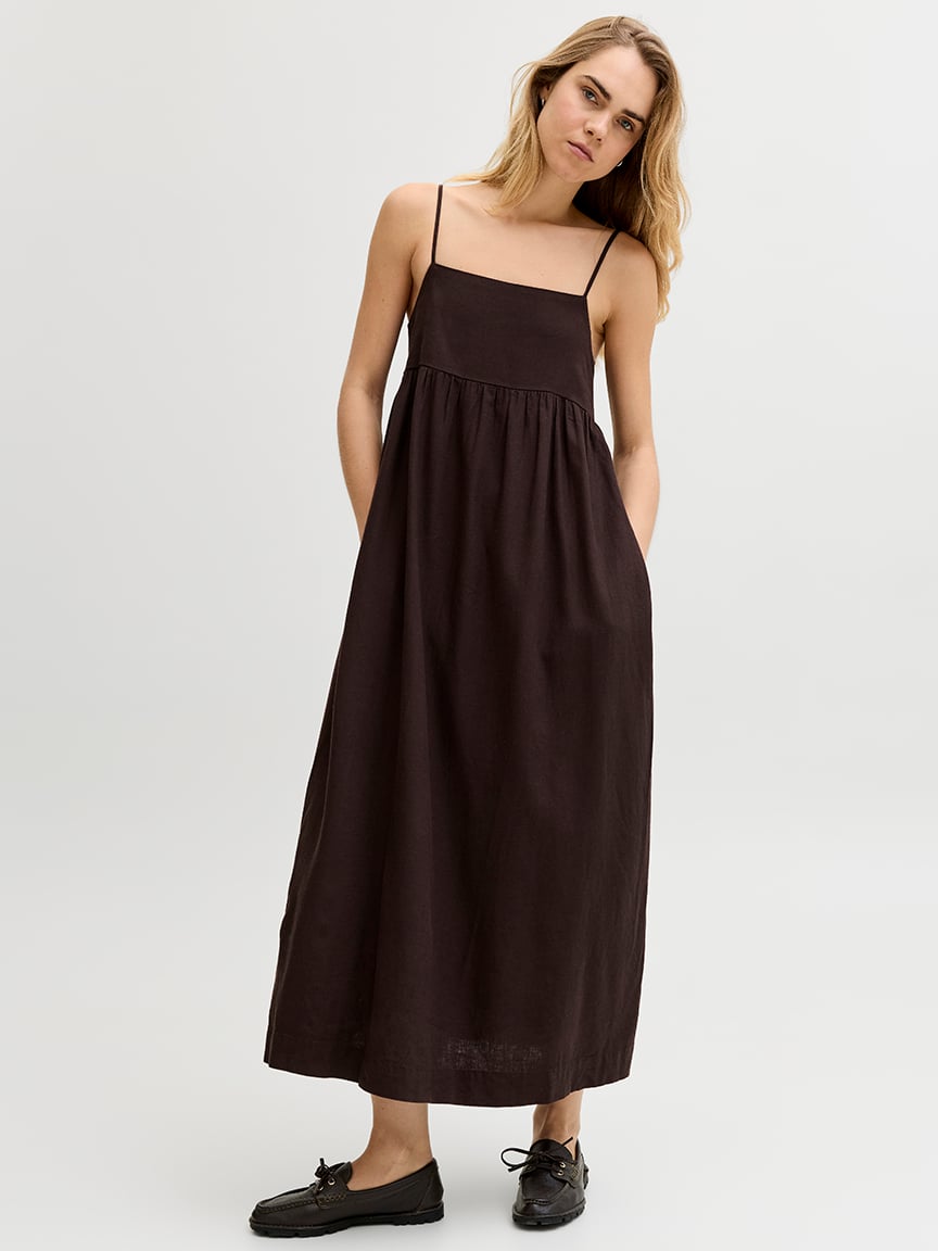 almira linen blend long dress
