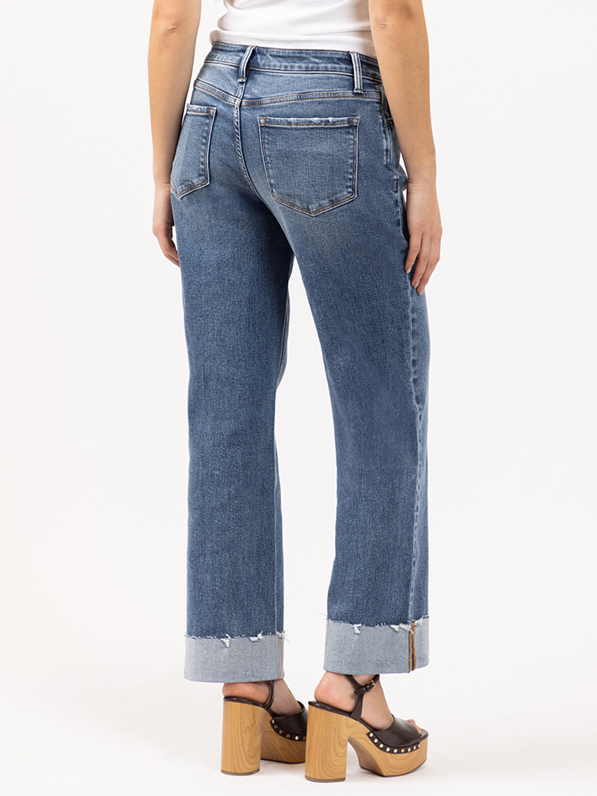 cuffed slim wide leg jean