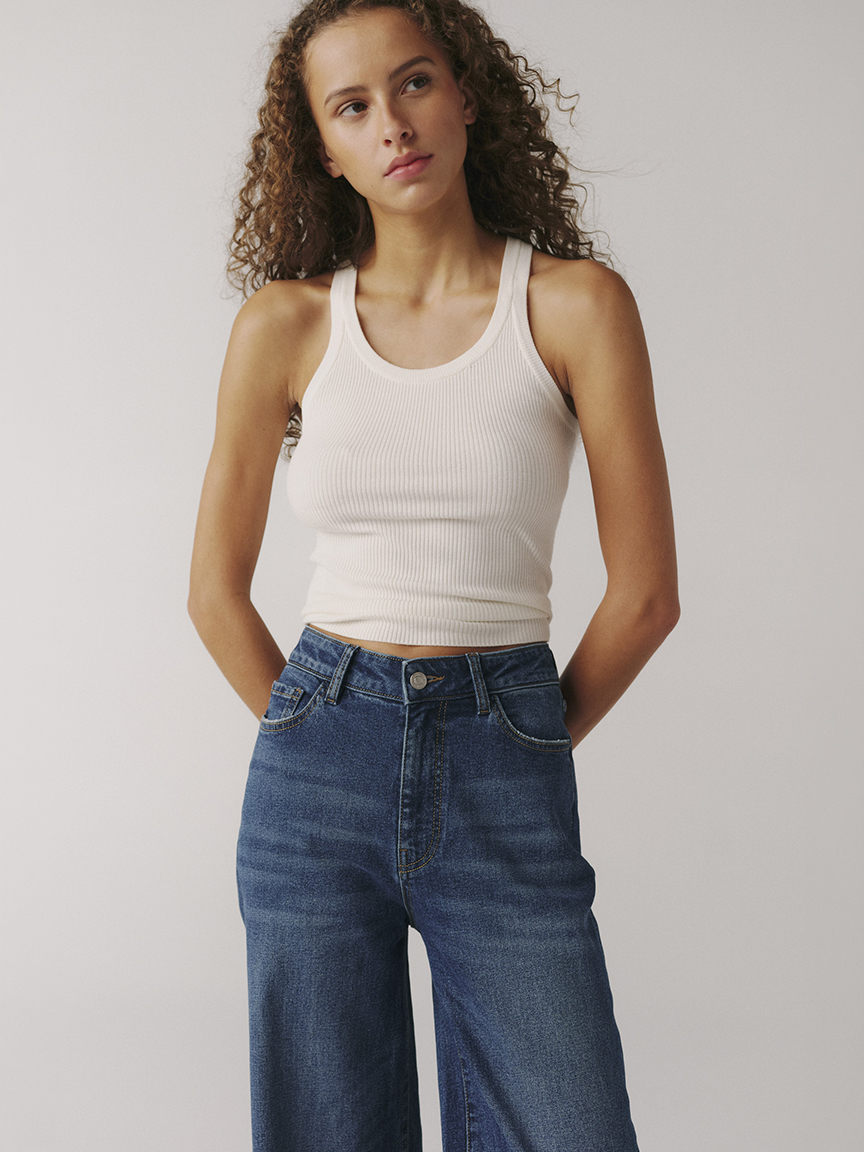 NCE cuffed wide leg jean