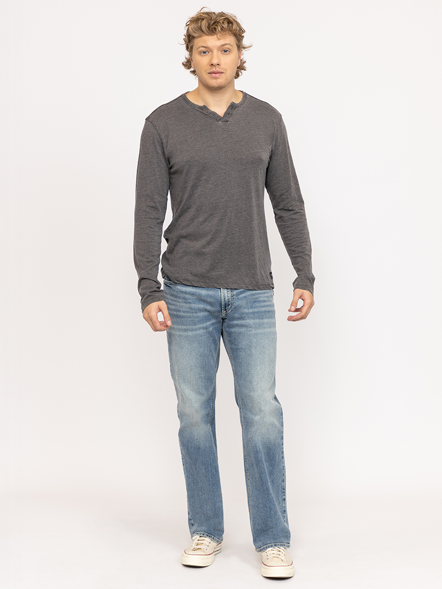 acid wash henley tee