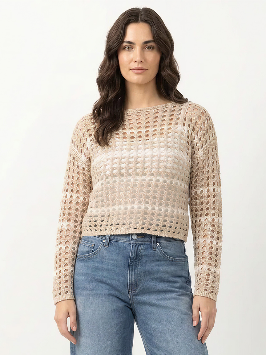 stripe open weave sweater