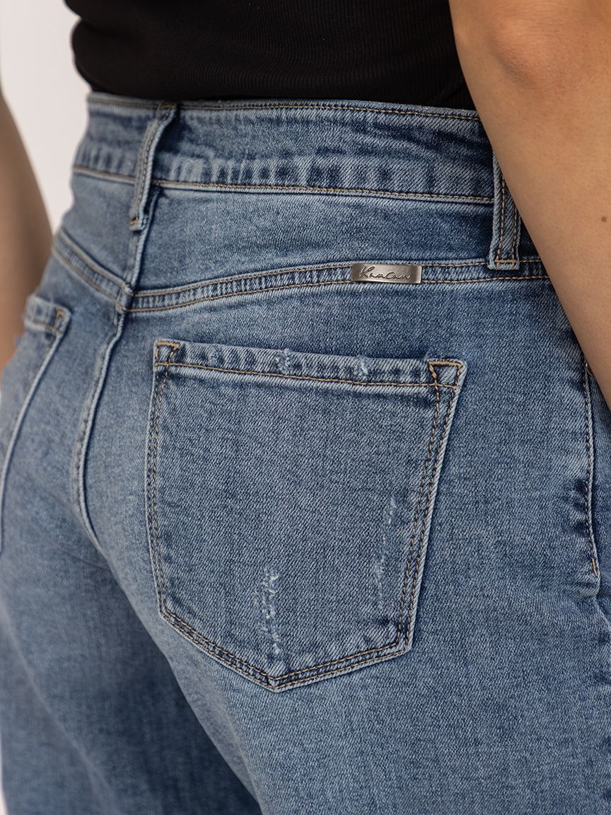 mid rise studded wide leg jean