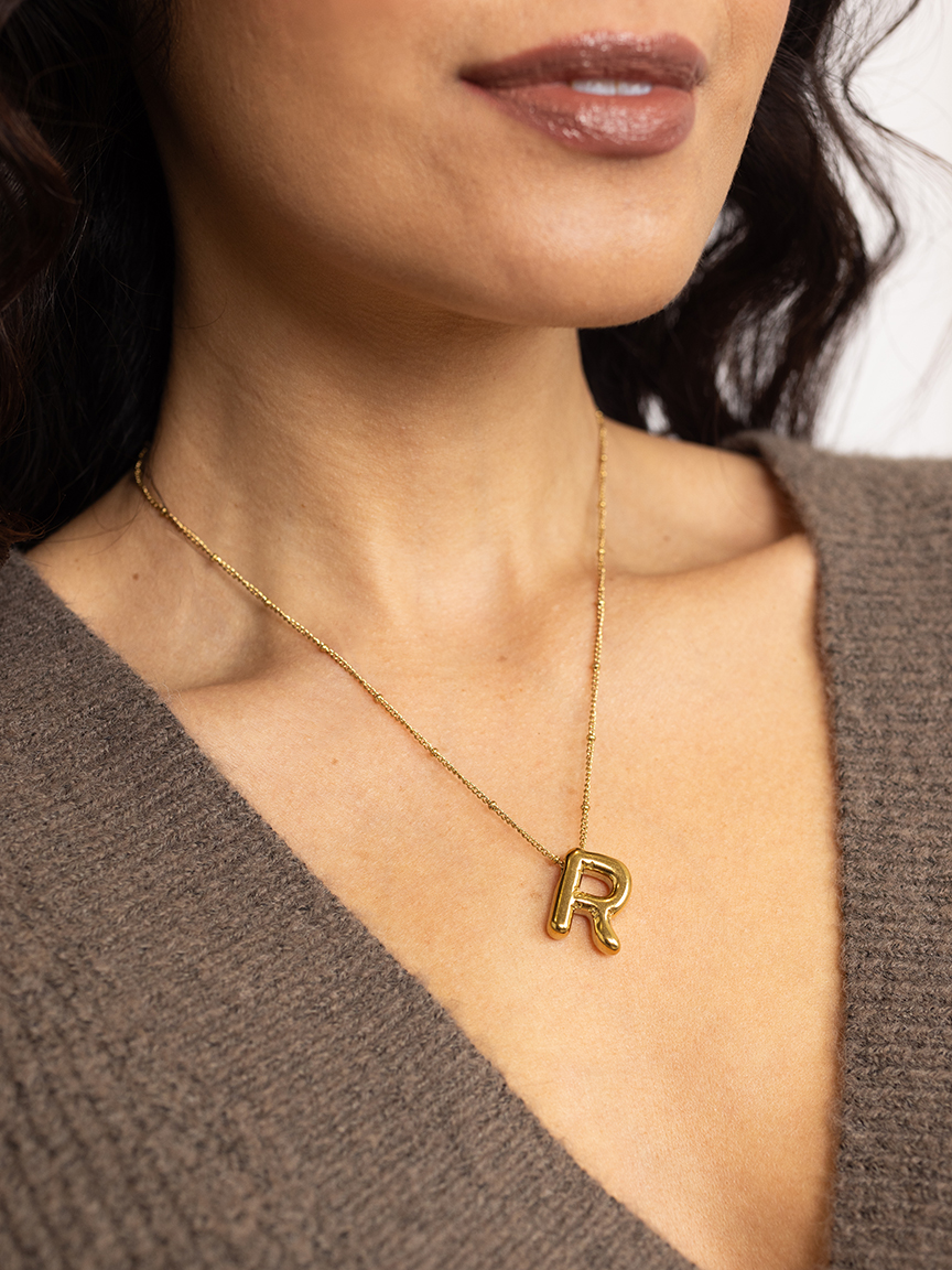 helium bubble initial necklace "R"