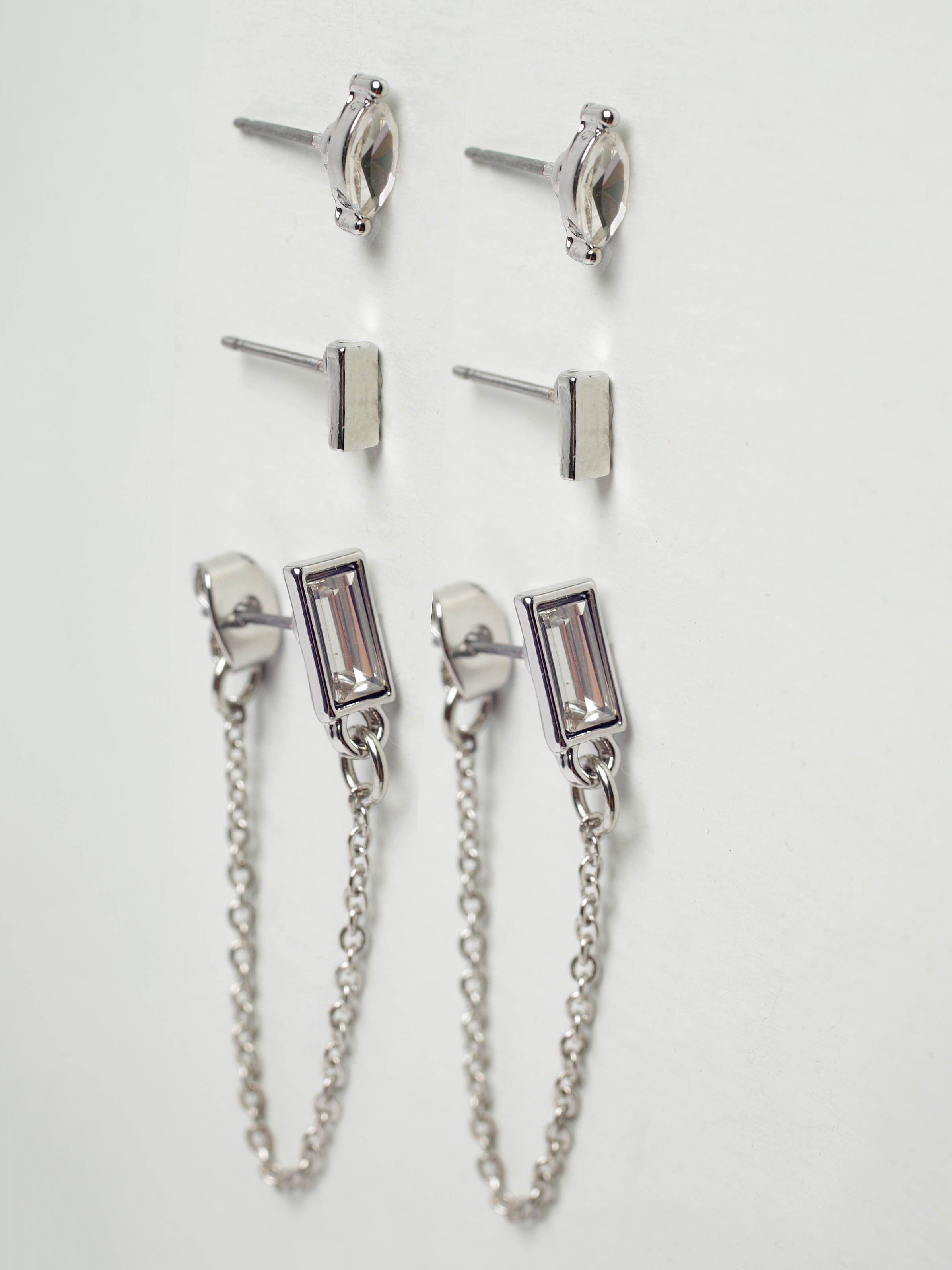 6 pack silver earrings