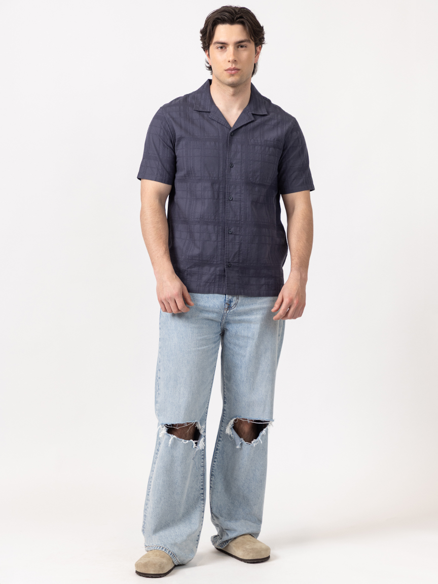 louis plaid textured 1 pkt shirt