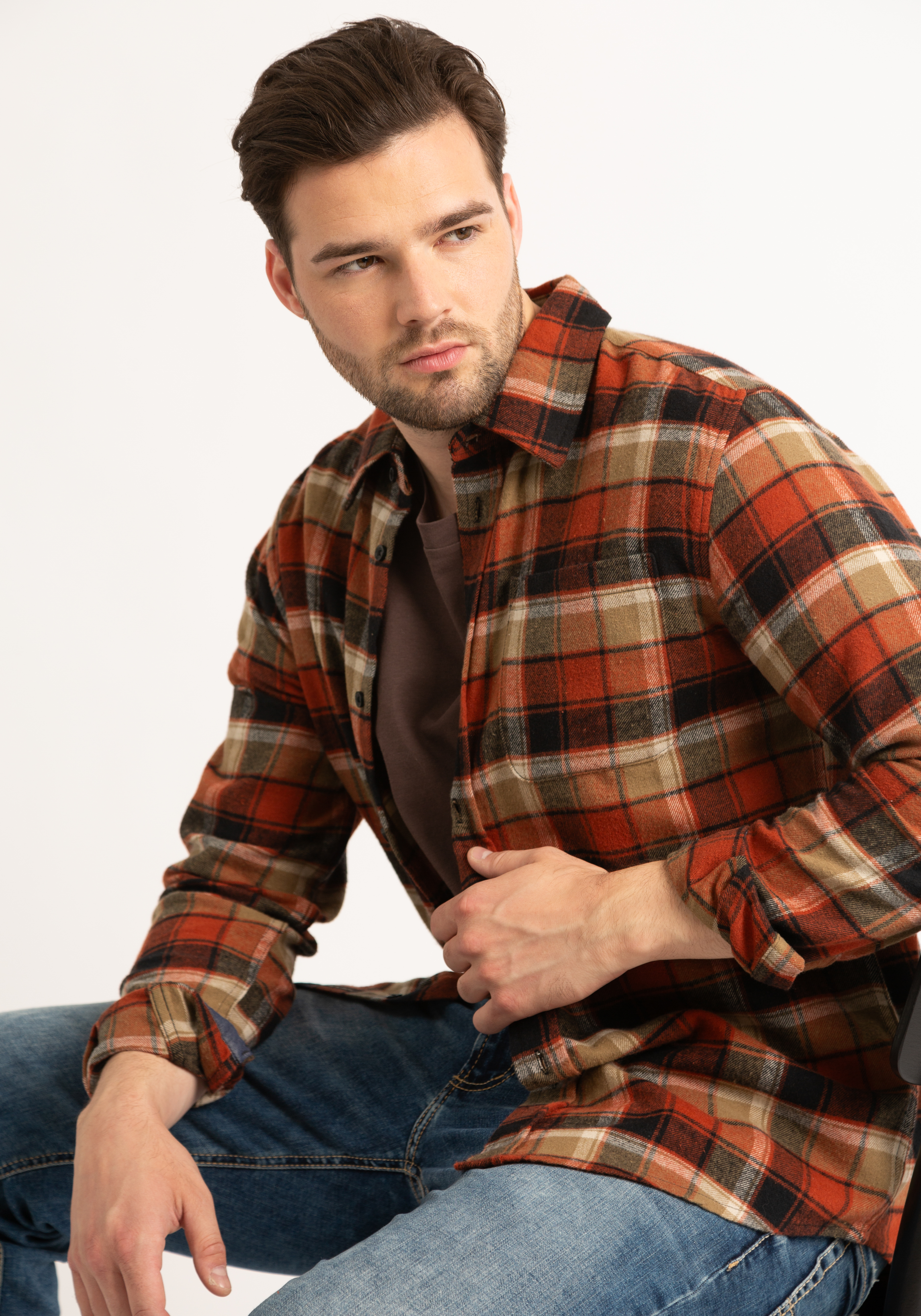Denim plaid shirt cheap
