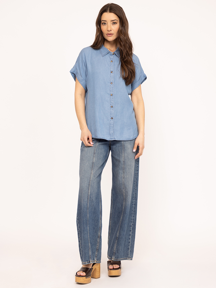 button down chambray top