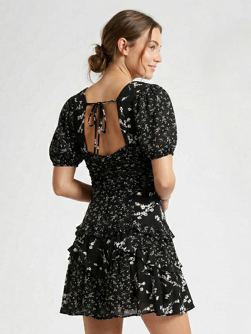 ruffle chiffon short dress