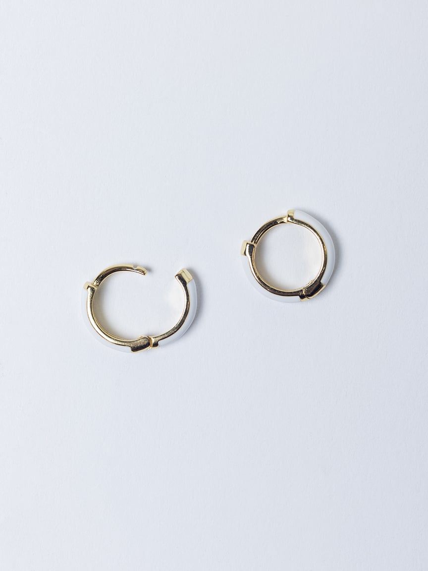 candy huggie earrings white