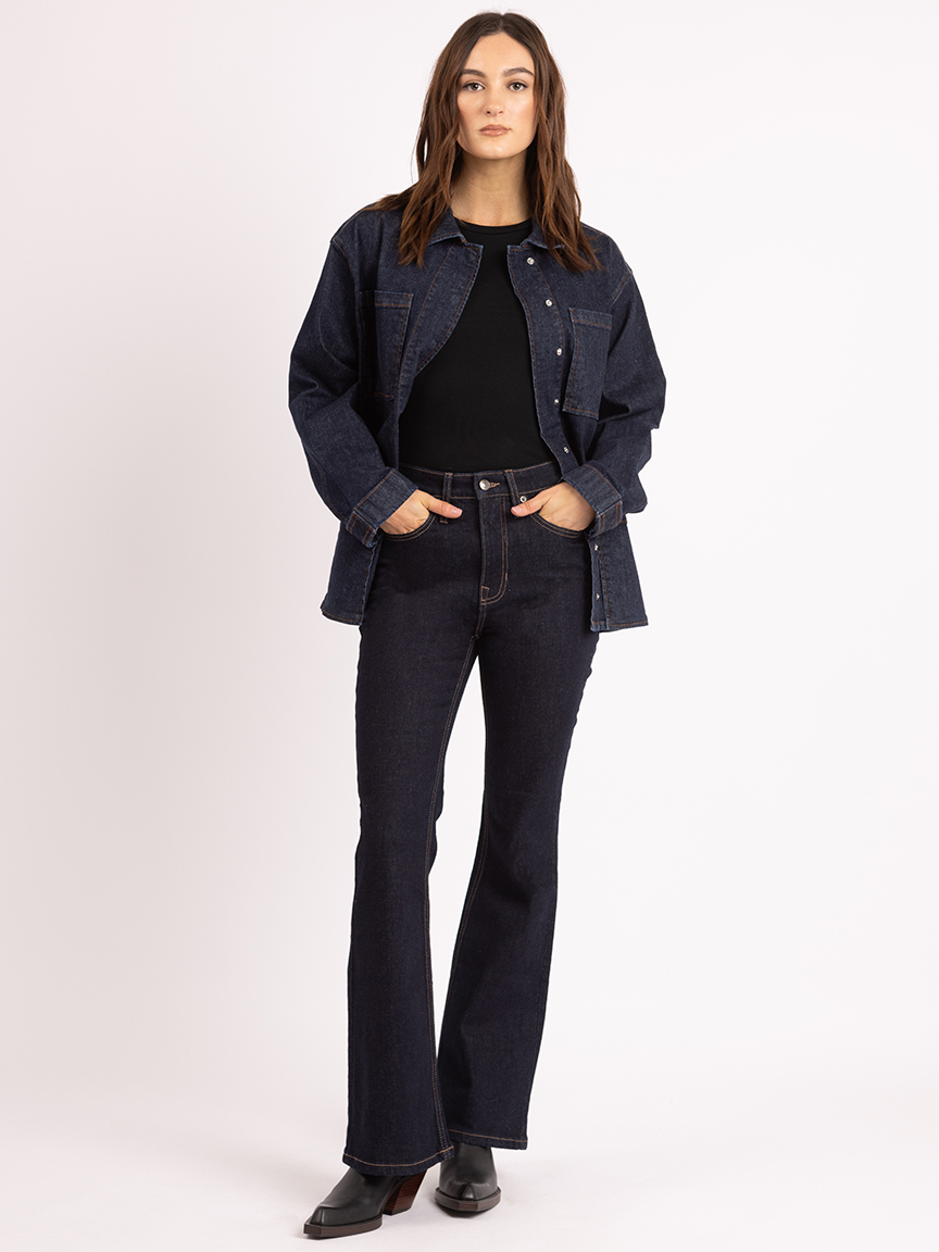 skinny flare jean rinse wash