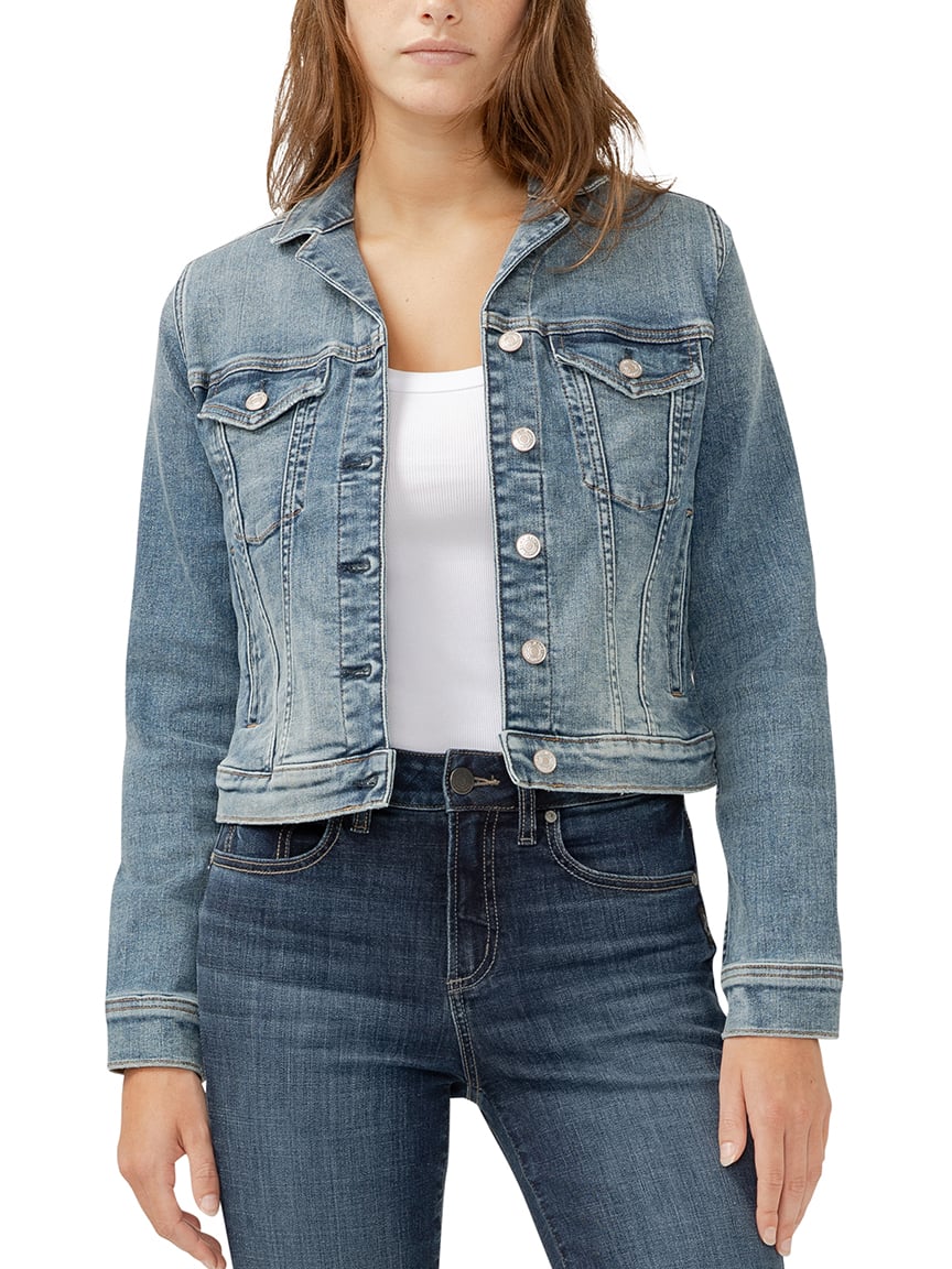Notched Crop Jean Jacket